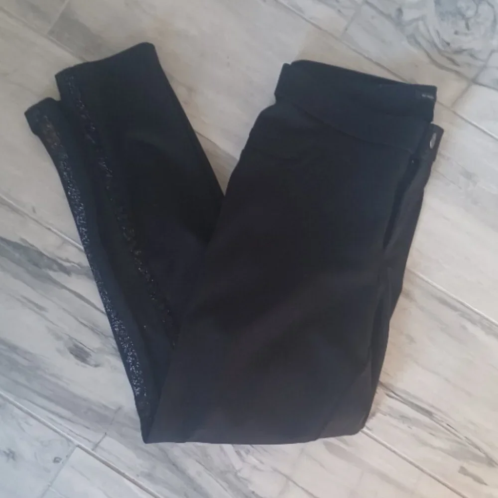 SimplyVeraWang Black Stretch Skinny 2 Pocket Jeggings Bling on both Sides Large - Picture 1 of 5